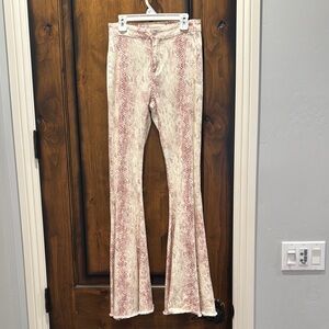 Pink and Cream Flared Pants